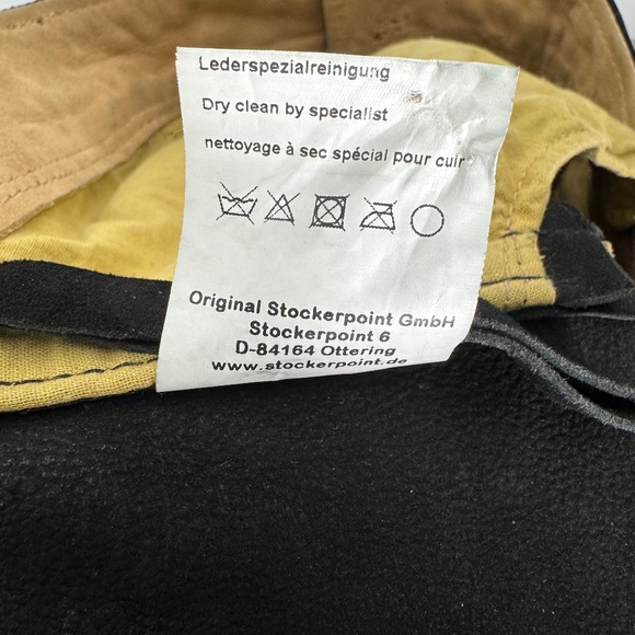 STOCKERPOINT Lederhosen Suede Leather Embroidered Shorts Black Bermuda Size 62 - Picture 14 of 14